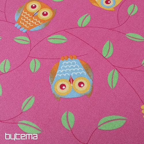 Alfombra para niña OWLS - Happy owl rosa