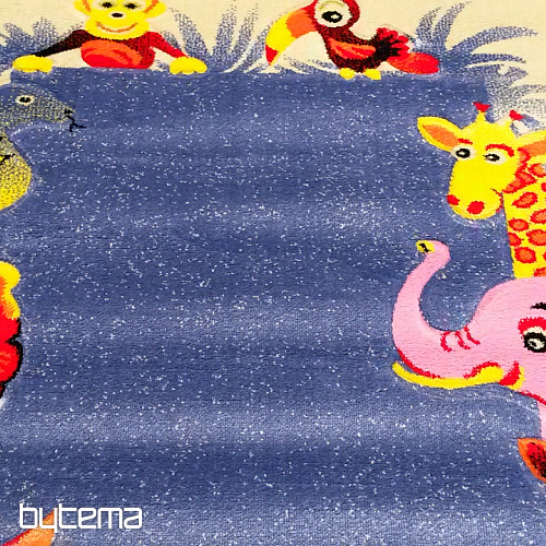 Alfombra infantil KIDS SAFARI crema-azul