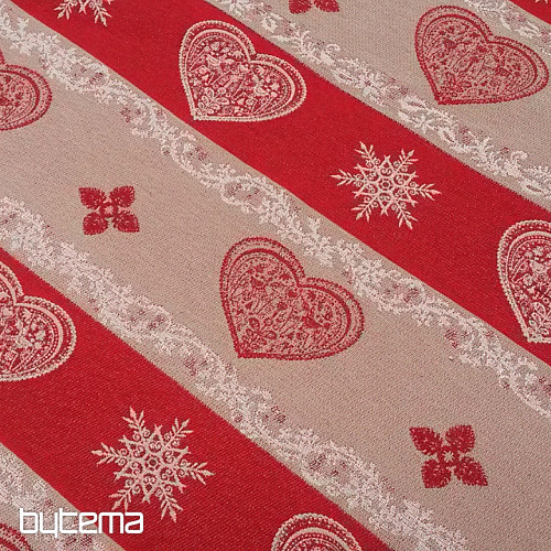 Tela decorativa de rayas jacquard rojo