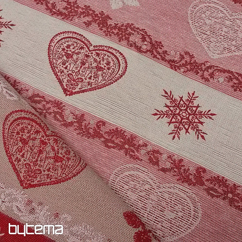 Tela decorativa de rayas jacquard rojo