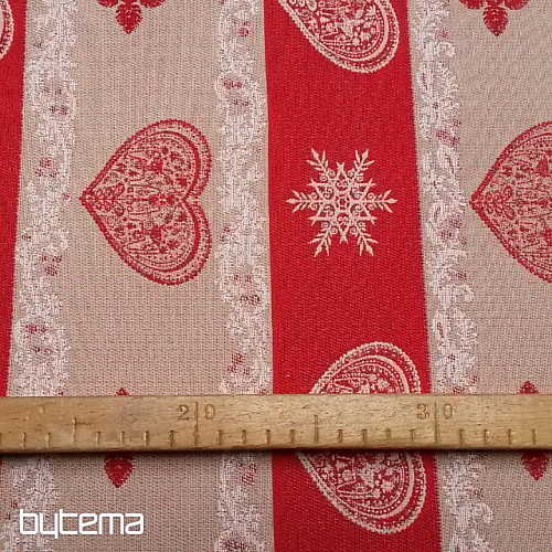 Tela decorativa de rayas jacquard rojo