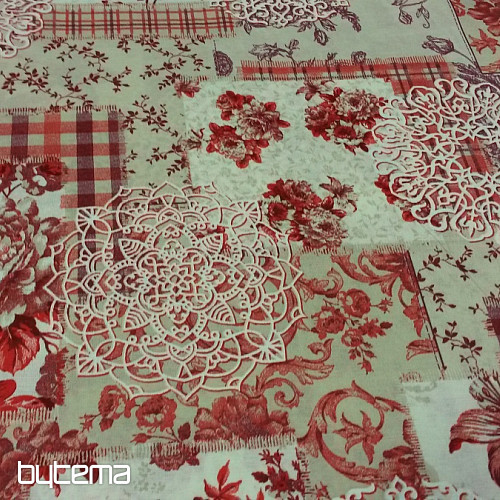 Tela decorativa CINTIA flores rojo