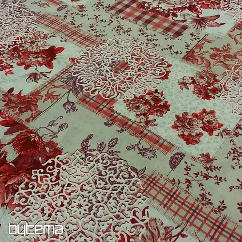 Tela decorativa CINTIA flores rojo