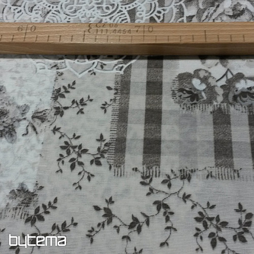 Tela decorativa Flores CINTIA gris