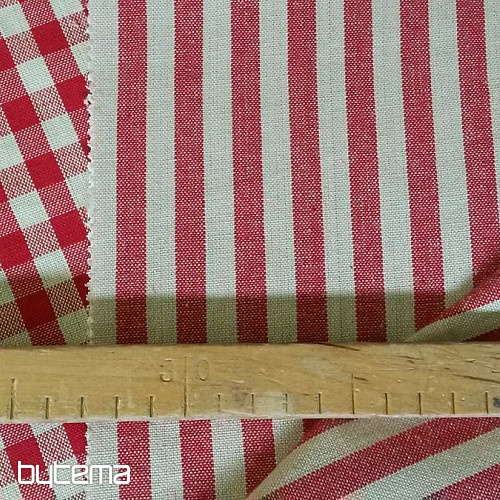 MERIGNAC tela cuadros beige/rojo