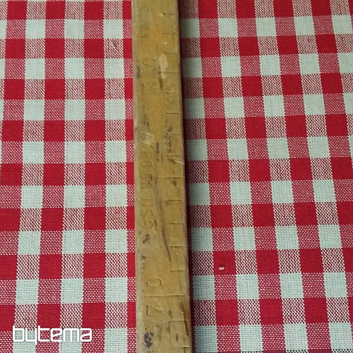 MERIGNAC tela cuadros beige/rojo
