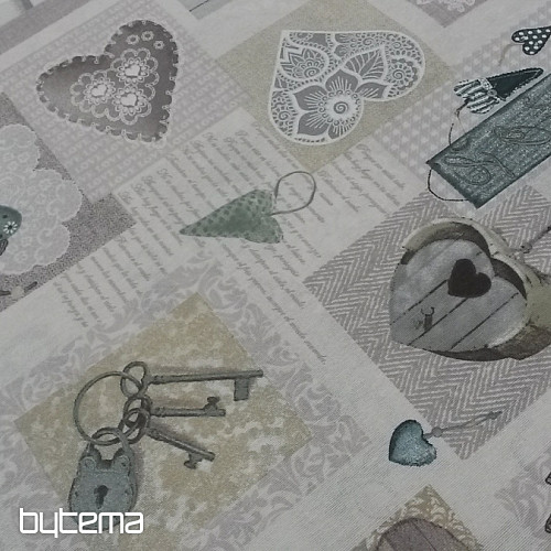 Tela decorativa CORAZÓN SHABBY verde