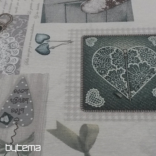 Tela decorativa CORAZÓN SHABBY verde