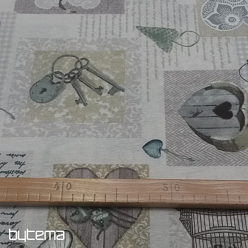 Tela decorativa CORAZÓN SHABBY verde