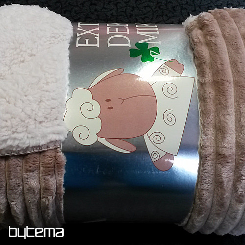 Manta de microfibra EXTRA SUAVE de pana de oveja - avellana