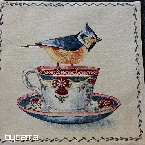 Funda de cojín tapiz Pájaros en una taza 1