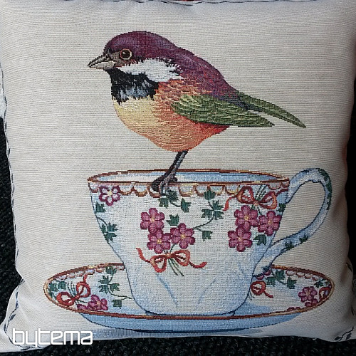 Funda de cojín tapiz Pájaros en una taza 2