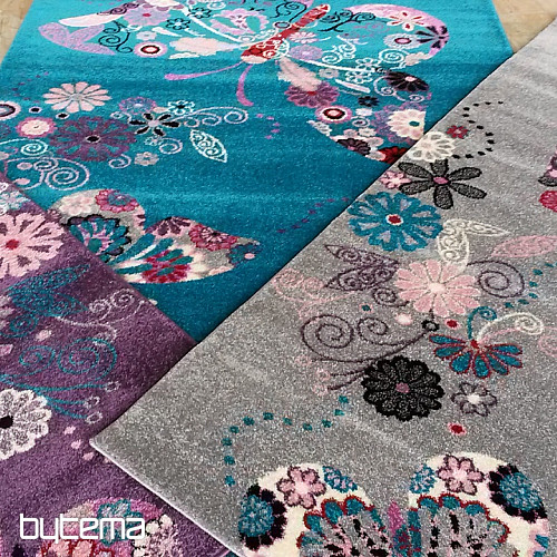 Alfombra infantil BELLA Mariposas turquesa