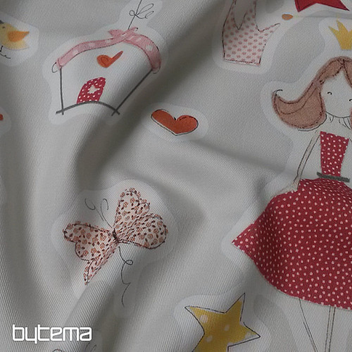 Tela decorativa infantil TWIST PRINCESS naranja