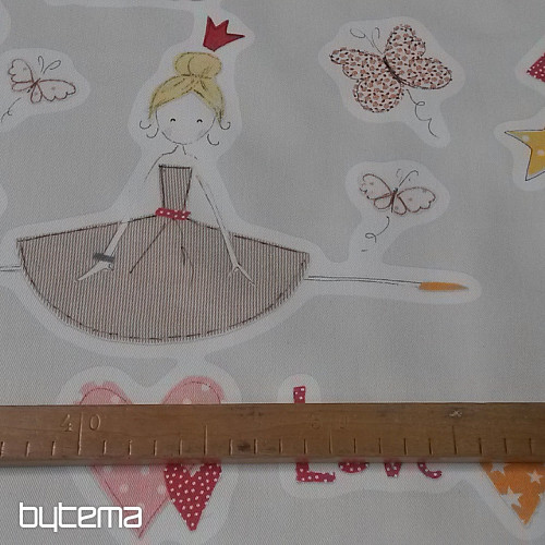Tela decorativa infantil TWIST PRINCESS naranja