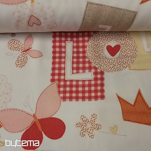 Tela decorativa infantil TWIST C01 LOVE naranja