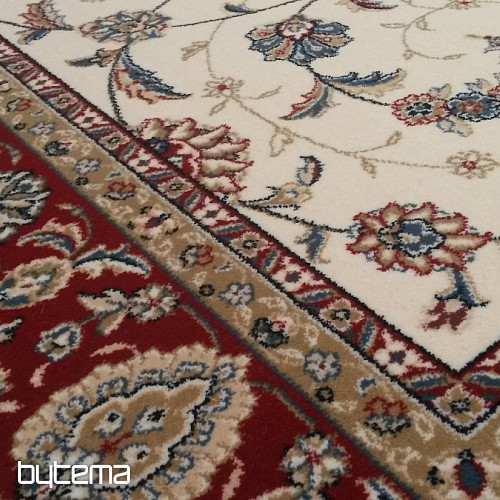 Alfombra clásica de lana ORIENT crema, ribete burdeos