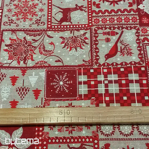 Tela decorativa Navidad TIROL rojo