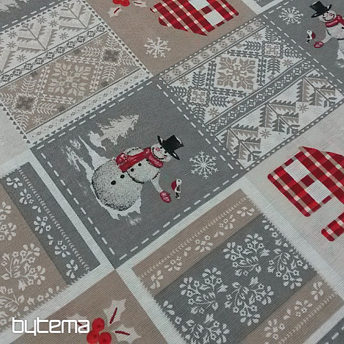 Tela decorativa Navidad SANTA gris