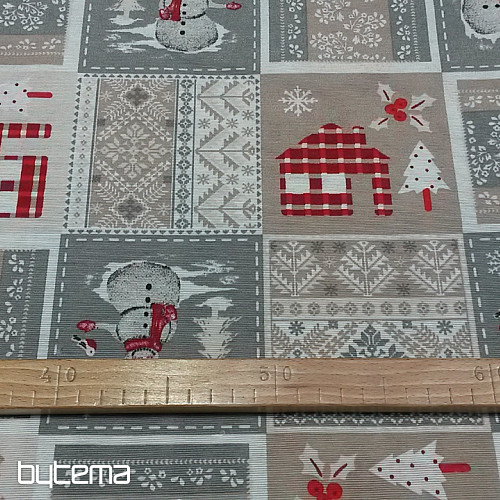 Tela decorativa Navidad SANTA gris