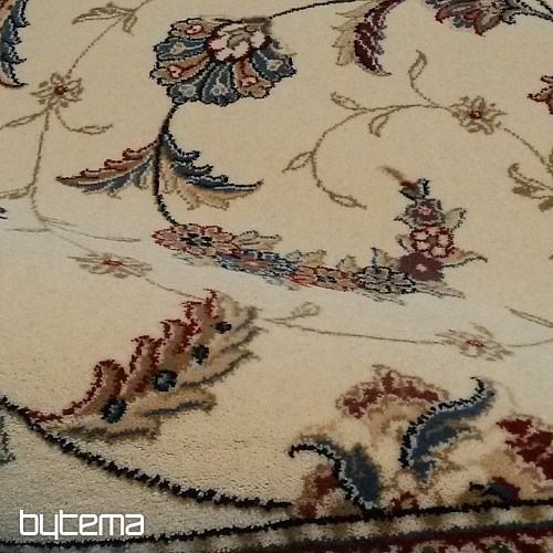 Alfombra clásica de lana ORIENT crema, ribete burdeos
