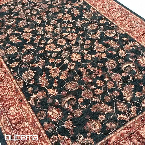Lujosas alfombras de lana ROYAL con estampado floral verde/negro