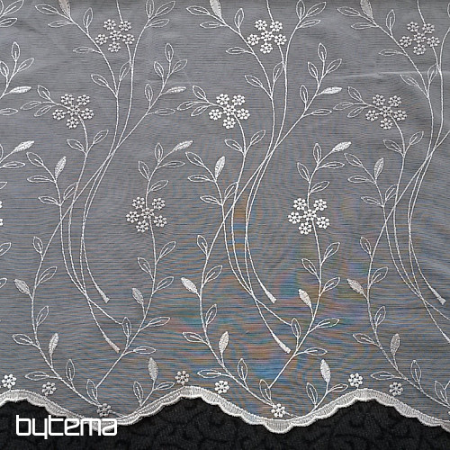 Cortina de lujo bordada GERSTER 11443 blanco - beige