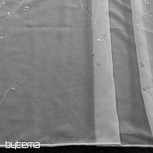 Cortina de lujo bordada GERSTER 11545 blanco - verde