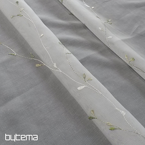 Cortina de lujo bordada GERSTER 11545 blanco - verde