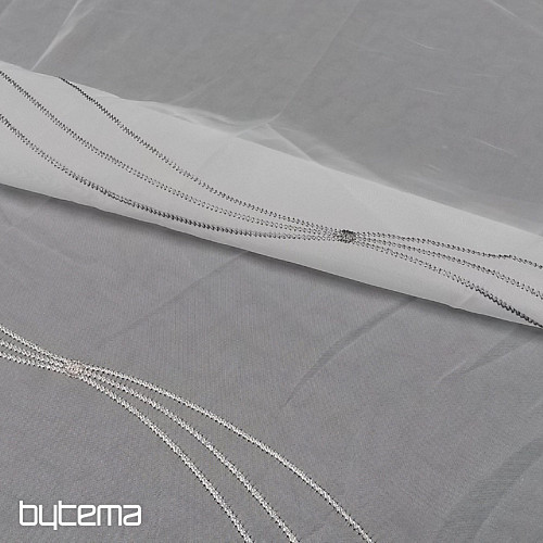 Cortina de lujo bordada blanco - gris/beige GERSTER 556/0810