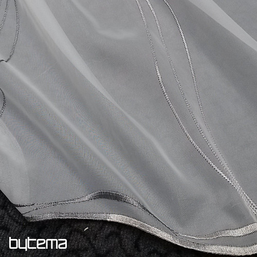 Cortina de lujo bordada blanco - gris/beige GERSTER 556/0810