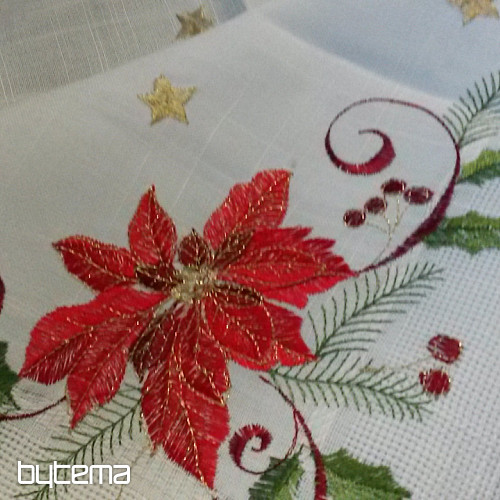 Mantel y pañuelos navideños bordados ROSAS