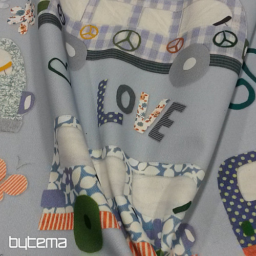 Tela decorativa infantil HIPPIE CARS azul