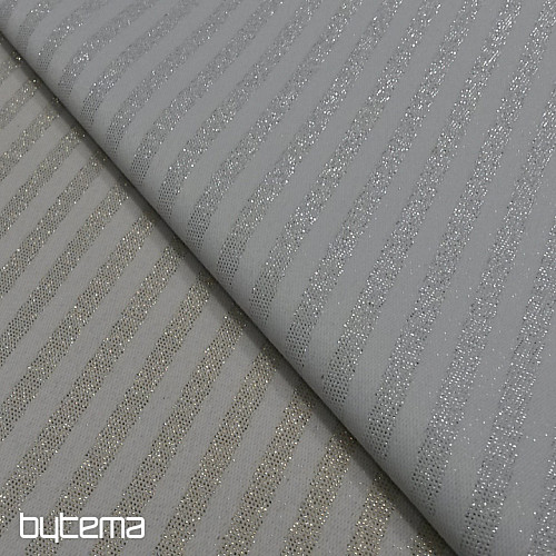 Tejido jacquard decorativo PRUHY plata natur