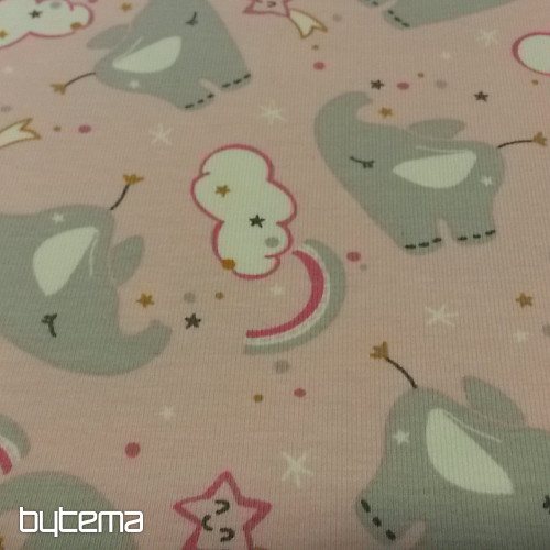 Punto de algodón estampado ELEFANTE rosa