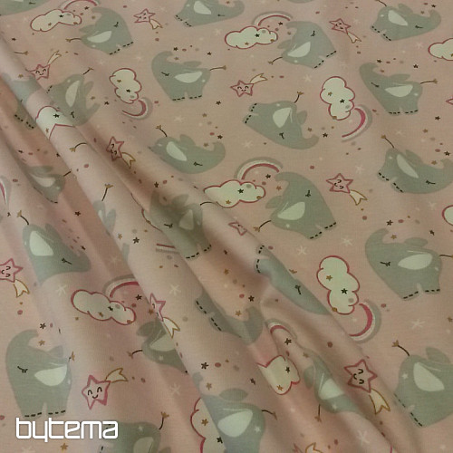 Punto de algodón estampado ELEFANTE rosa