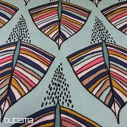 Tela decorativa EKOZI hojas turquesa
