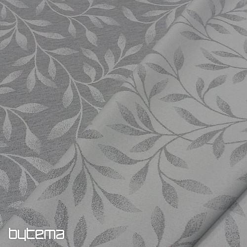 Tela jacquard decorativa NIGHT LEAFS gris