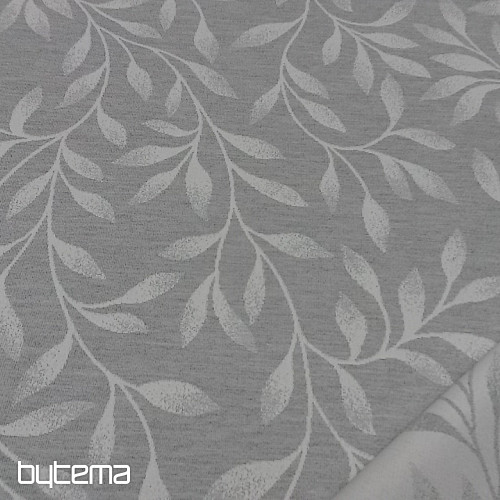 Tela jacquard decorativa NIGHT LEAFS gris