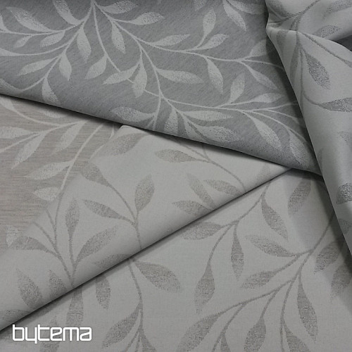 Tela jacquard decorativa NIGHT LEAFS gris