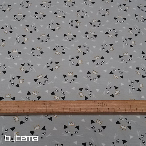 Punto de algodón estampado MAOUCHA CAT gris
