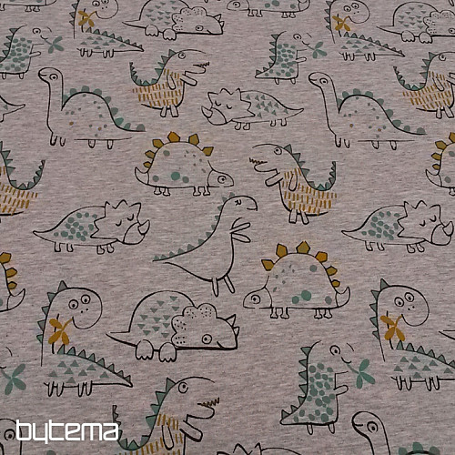 Punto de algodón estampado DINOSAURIO gris