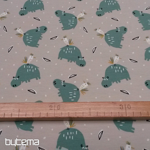 Punto de algodón estampado HIPPO HIPIZ gris