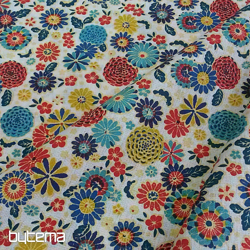 Tela de algodón MISAKI flores crema