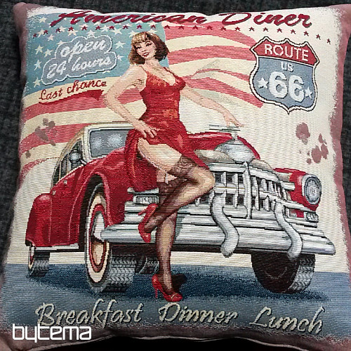 Funda de cojín tapiz AMERICAN DINER RUTA 66