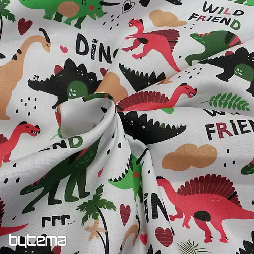Satén de algodón infantil estampado digital DINOSAURIOS