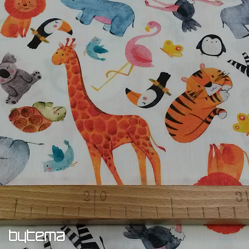 Satén de algodón infantil estampado digital ZOO
