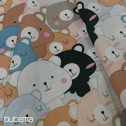 Peluche infantil de raso de algodón con ositos estampado digital