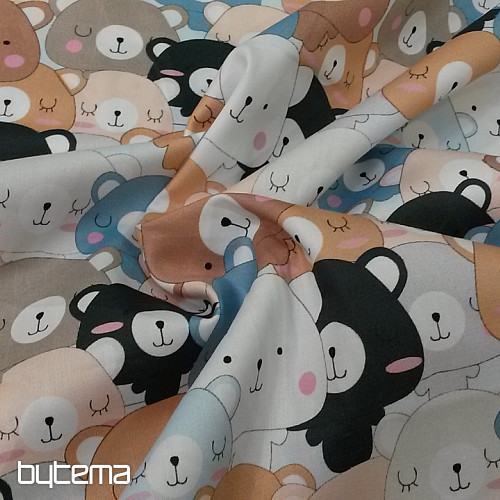 Peluche infantil de raso de algodón con ositos estampado digital