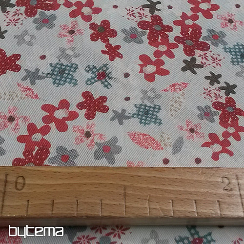 Tela decorativa infantil FLORES rojo